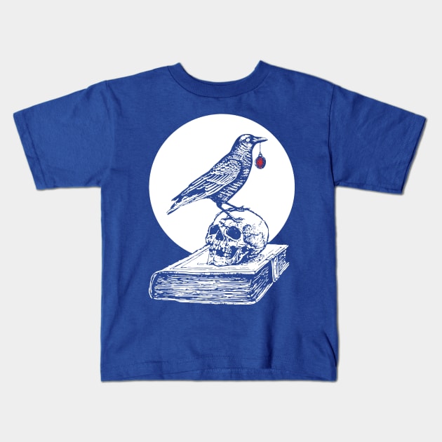 Crow skull magical alchemy gothic occult full moon Kids T-Shirt by vundap